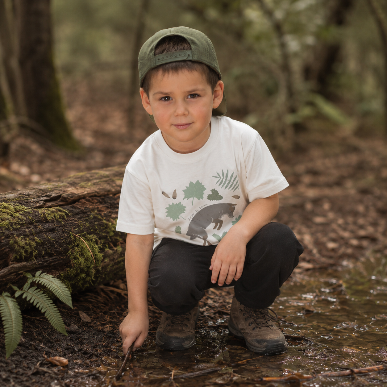 Polera Pumita Estampada Zorro de Darwin Niños - Algodón Orgánico