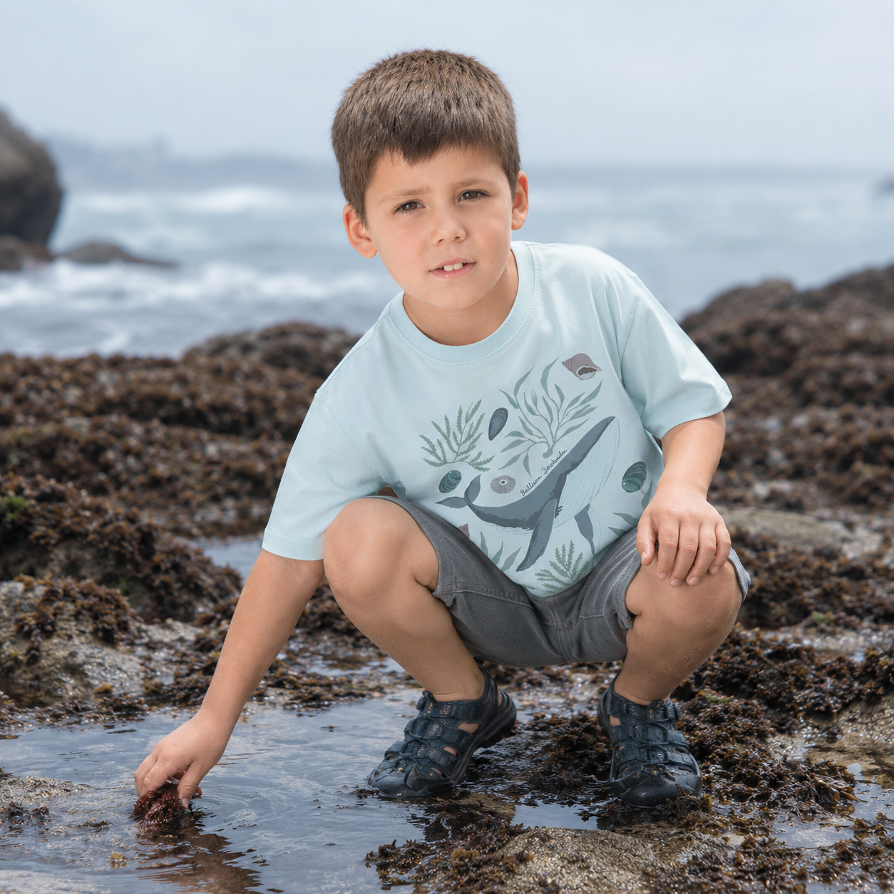 Polera Pumita Estampada Ballena Jorobada Niños - Algodón Orgánico