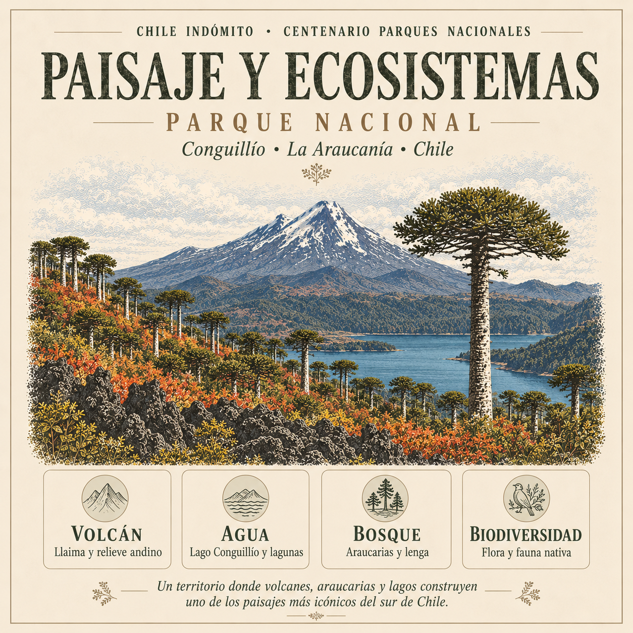 Polerón con gorro Conguillío Chile Indómito