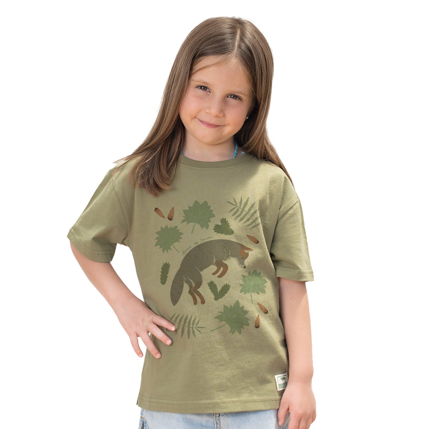 Polera Manga Corta Algodón Orgánico Pumita Estampada Niños - Zorro de Darwin