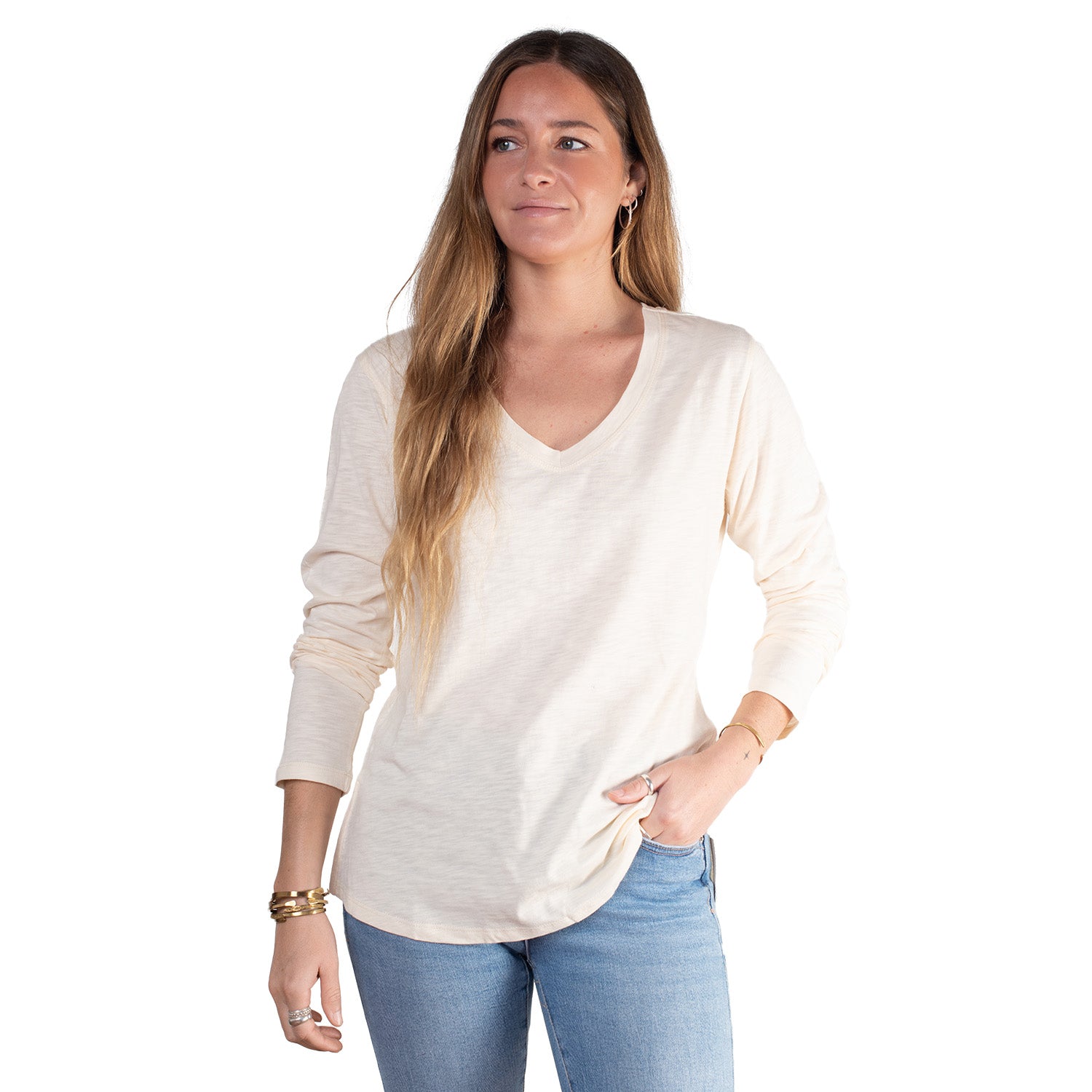 Polera Escote V Manga Larga Sustentable Maqui