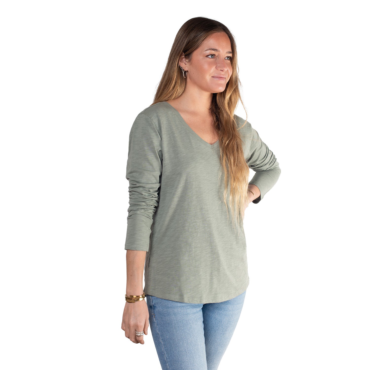 Polera Escote V Manga Larga Sustentable Maqui