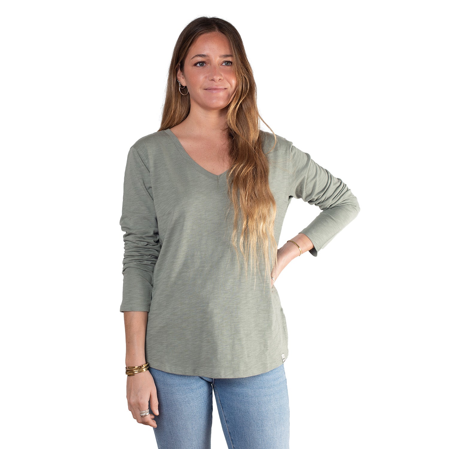 Polera Escote V Manga Larga Sustentable Maqui