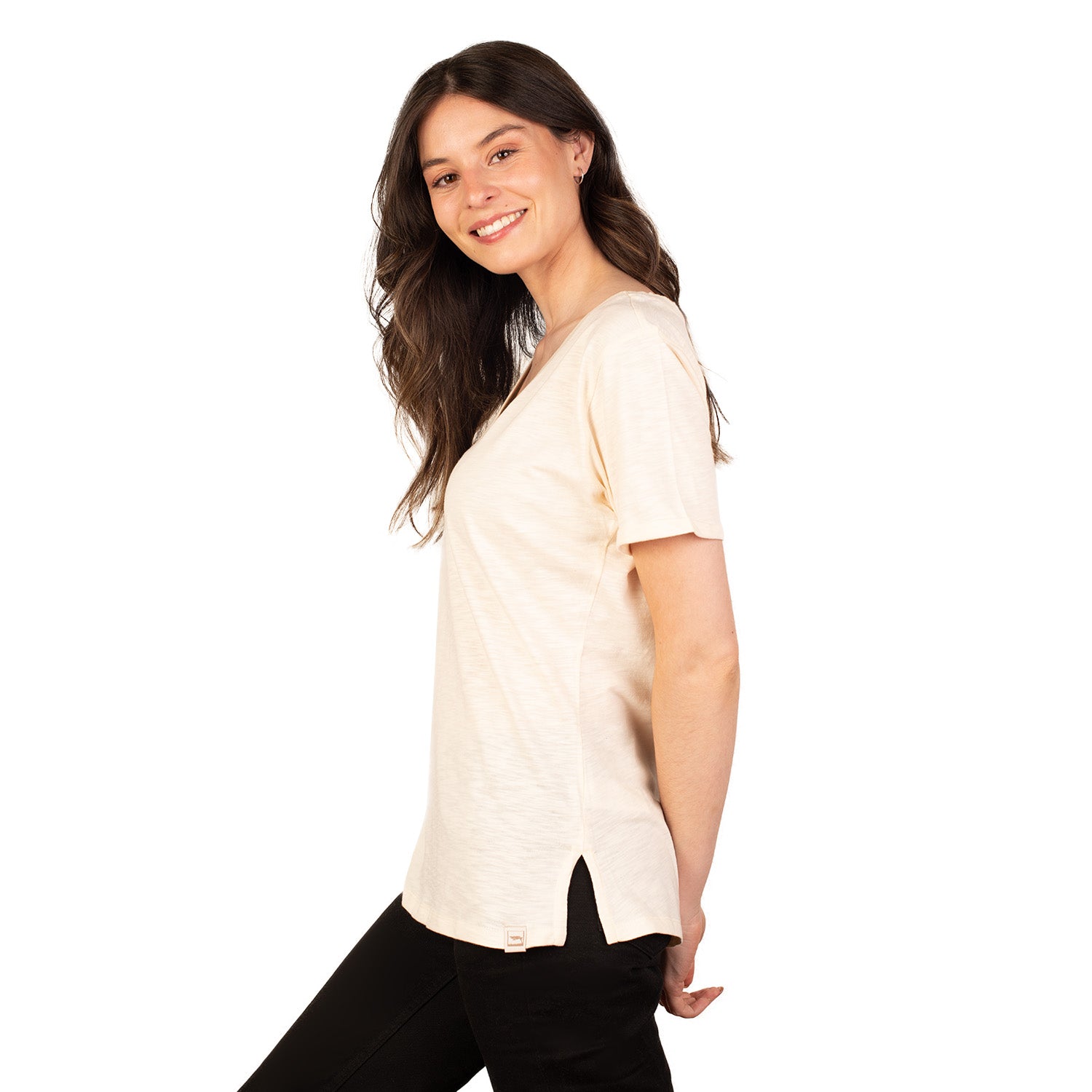 Polera Escote V Manga Corta Sustentable Tara