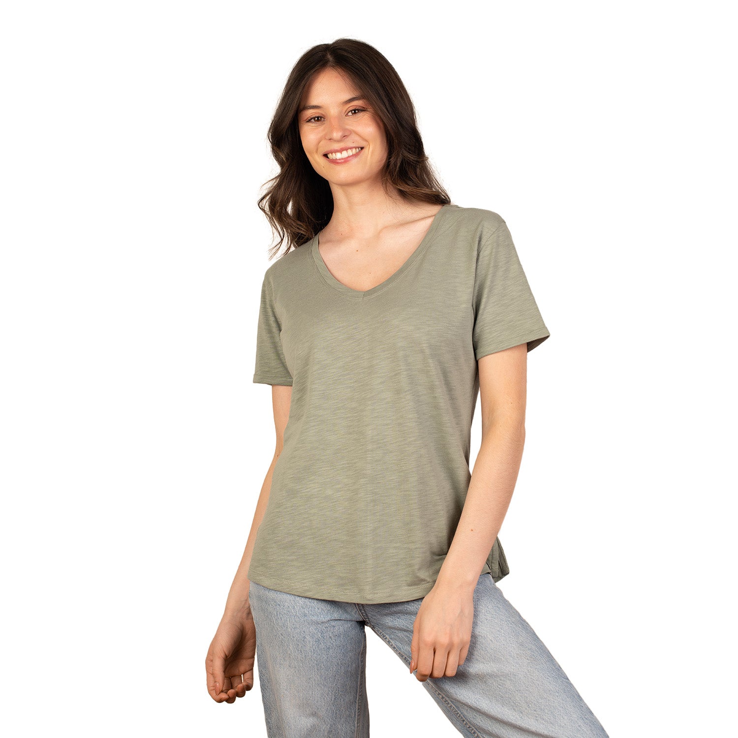 Polera Escote V Manga Corta Sustentable Tara