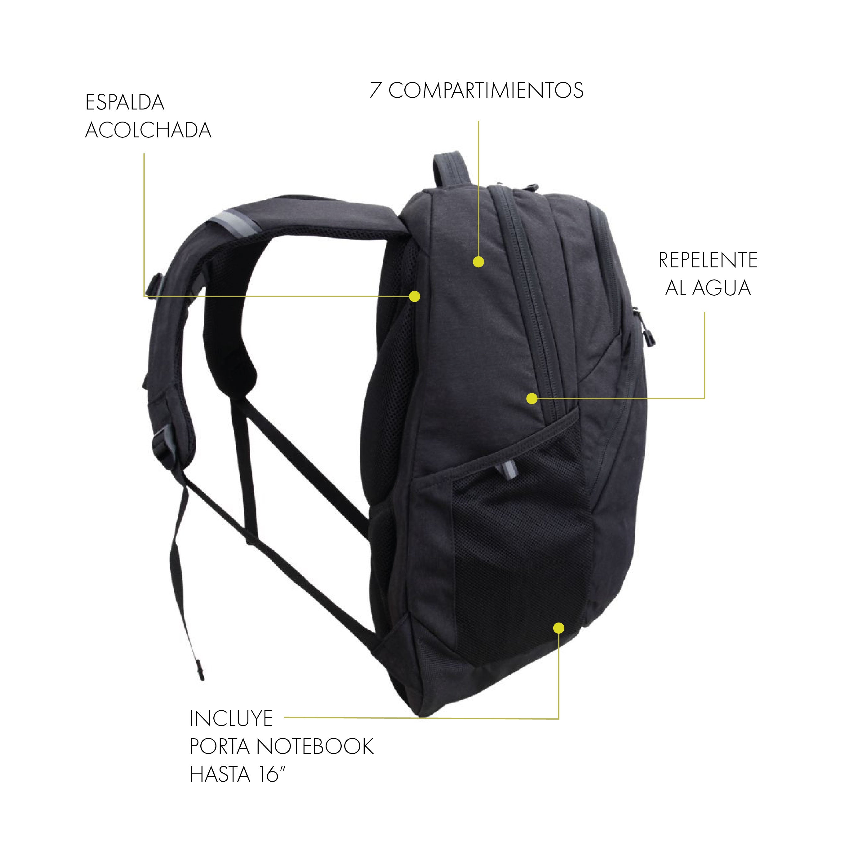 Pack Mochila Porta-notebook Guanauca 27Lts + Botella Acero Inox 750ml