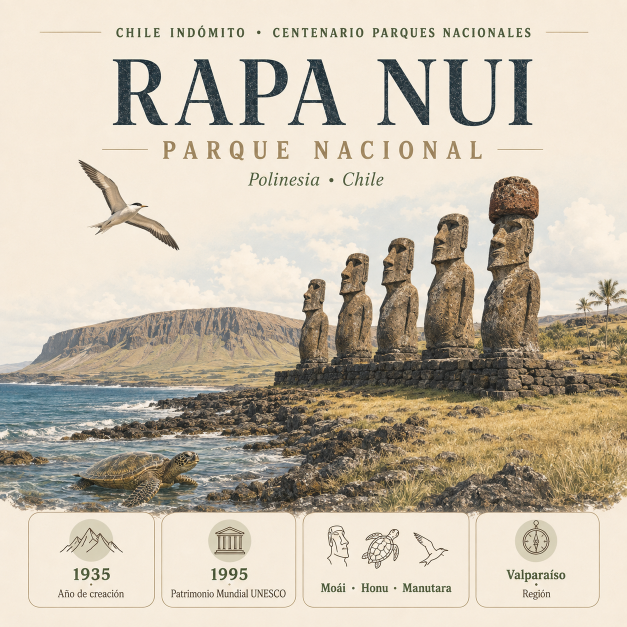 Polera Algodón Orgánico Rapa Nui Chile Indómito