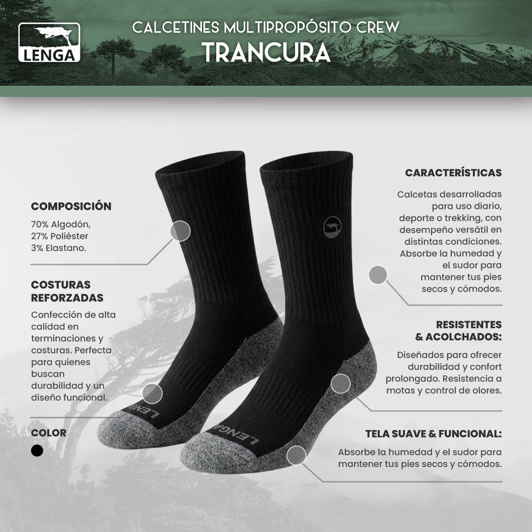 Pack 3 Calcetines Adulto Algodón Spandex Acolchado Trancura
