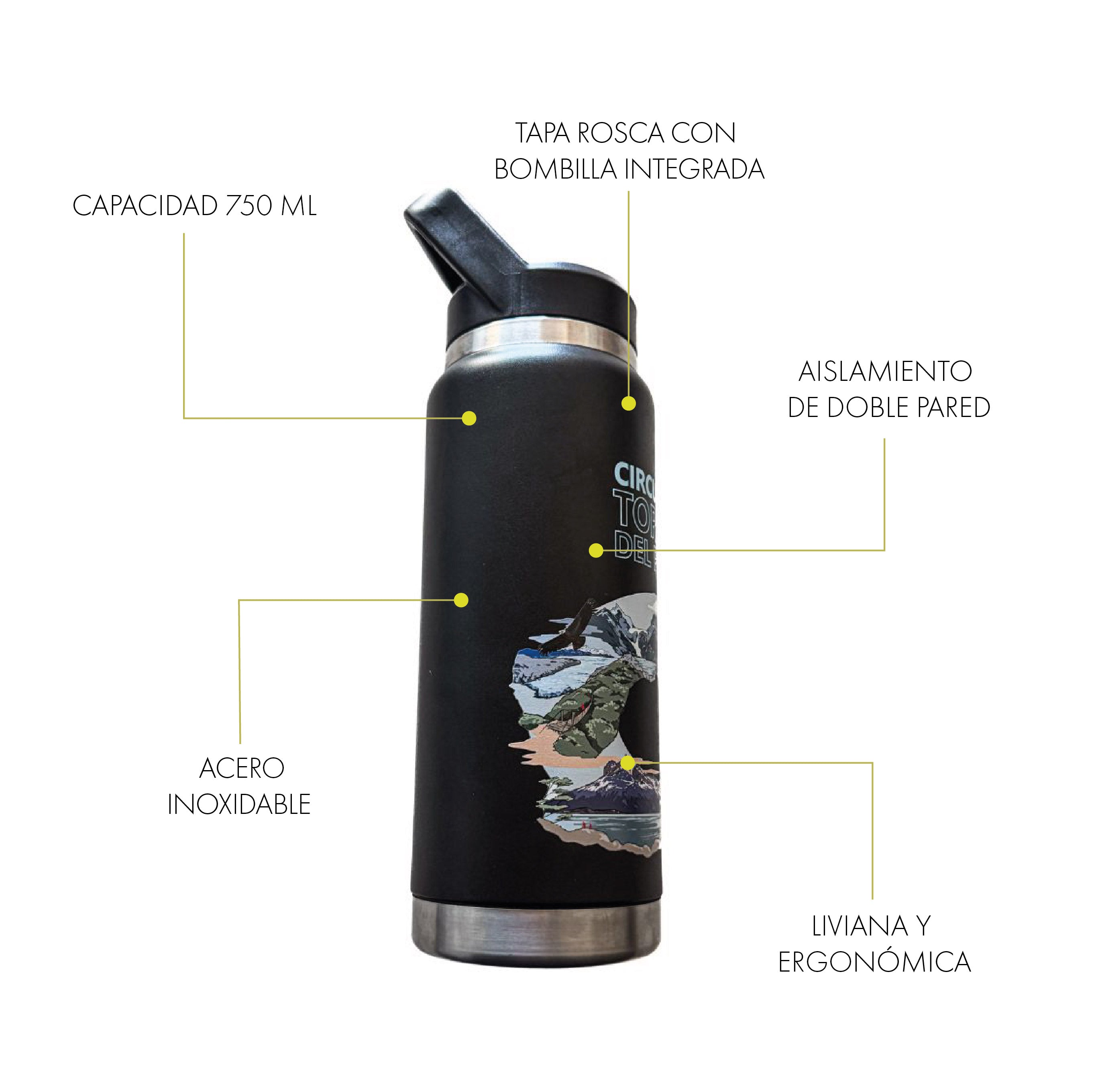 Botella Acero Inox 750ml - Circuito O Torres Paine