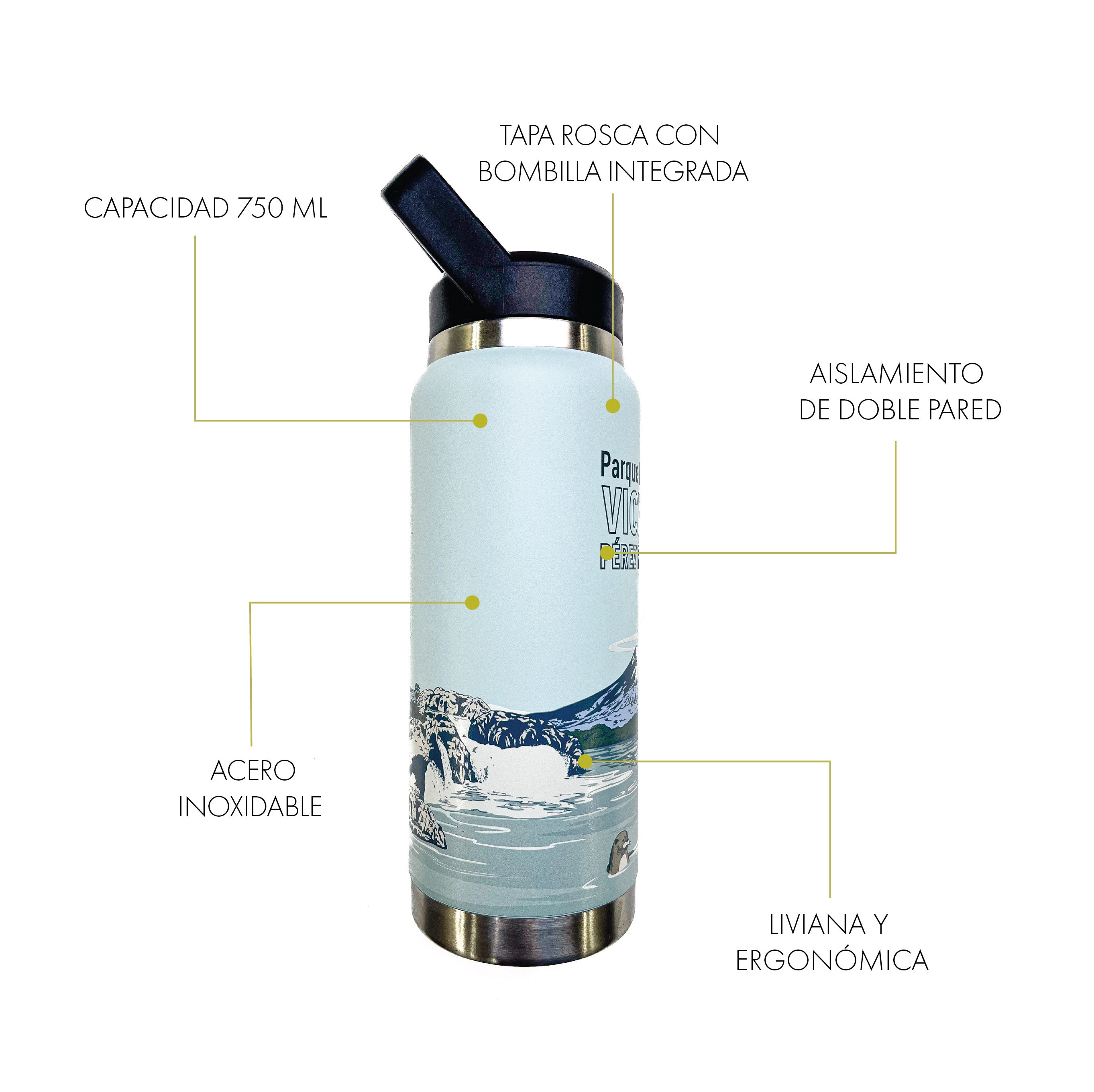 Botella Acero Inox 750ml - Vicente Pérez Rosales