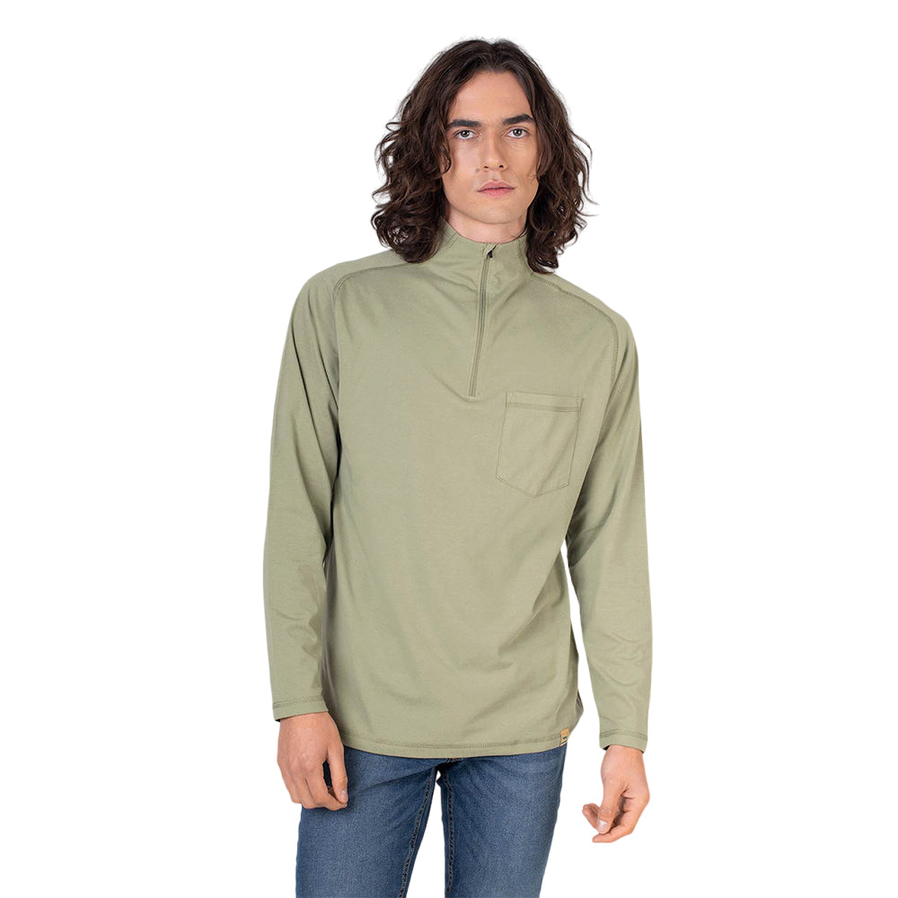 Polera Manga Larga con Cierre SBS Algodón Orgánico Arrayán Uv+pro