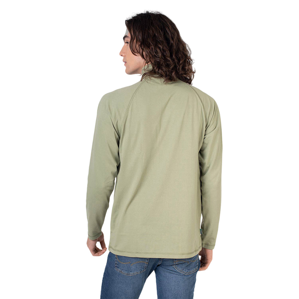 Polera Manga Larga con Cierre SBS Algodón Orgánico Arrayán Uv+pro