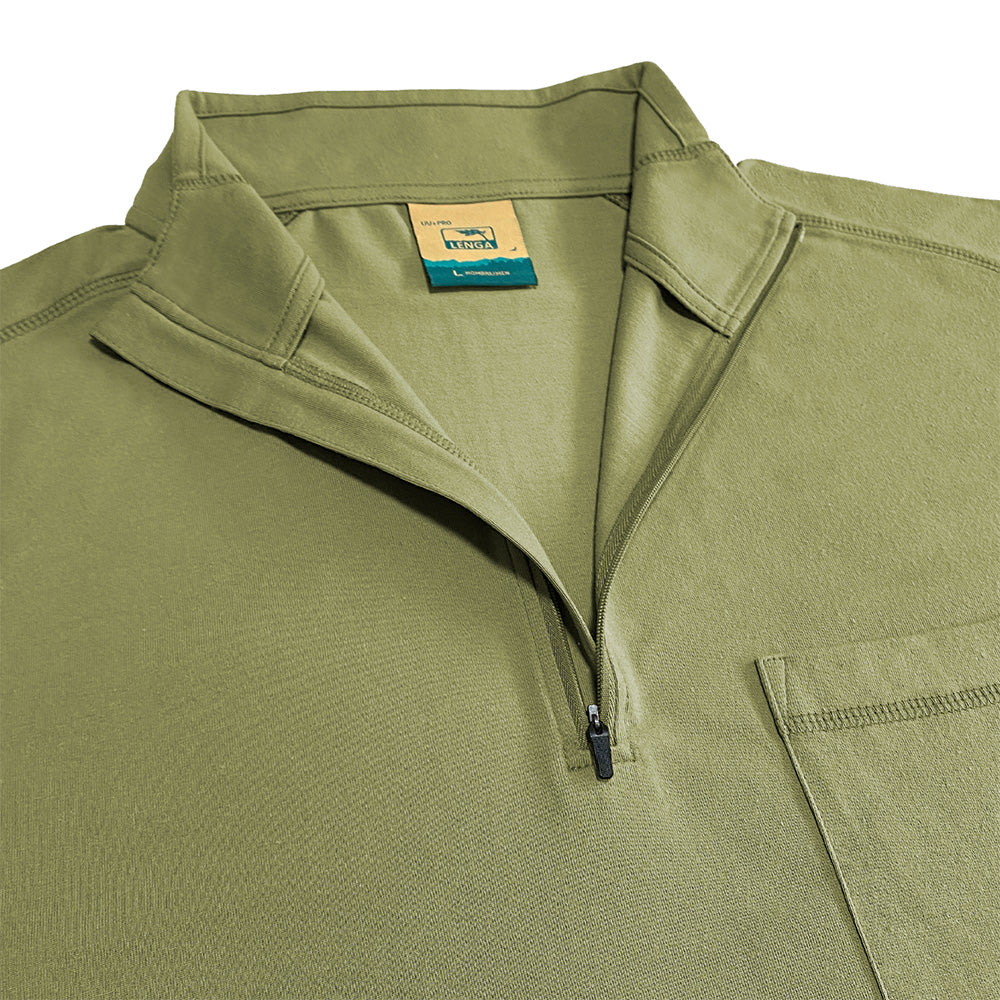 Polera Manga Larga con Cierre SBS Algodón Orgánico Arrayán Uv+pro