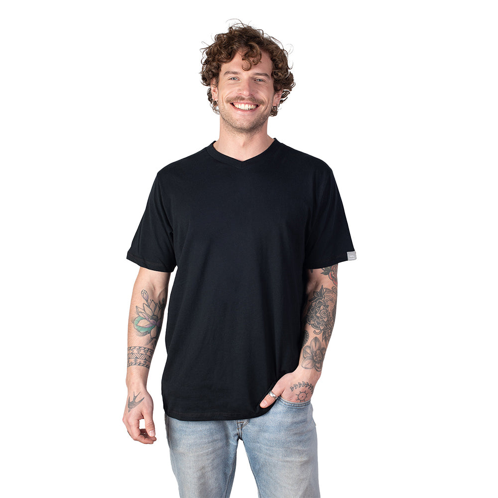 Polera Cuello V Manga Corta Algodón Orgánico Ranco Uv+pro