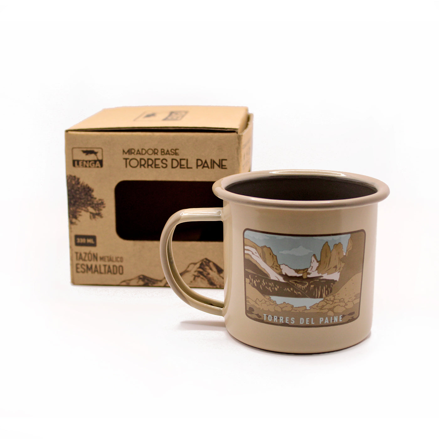 Pack 4 Tazones Esmaltados Parque Nacional Torre del Paine 330ml