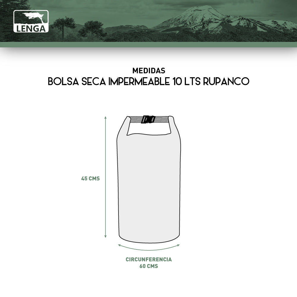 Mochila bolsa seca Impermeable 10 Lts Sustentable Rupanco