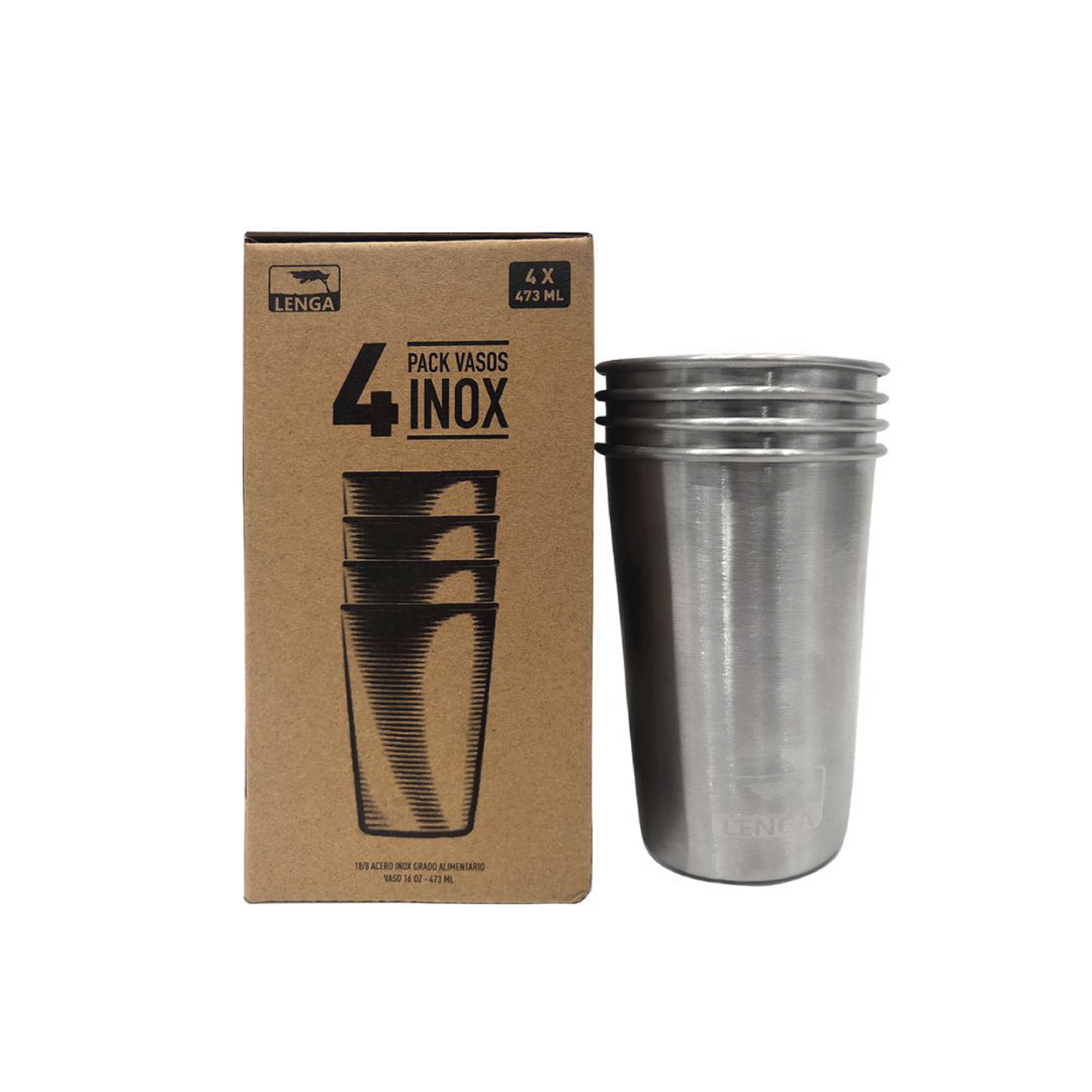 Pack Vasos Acero Inoxidable 473 ml | Set 4 unidades