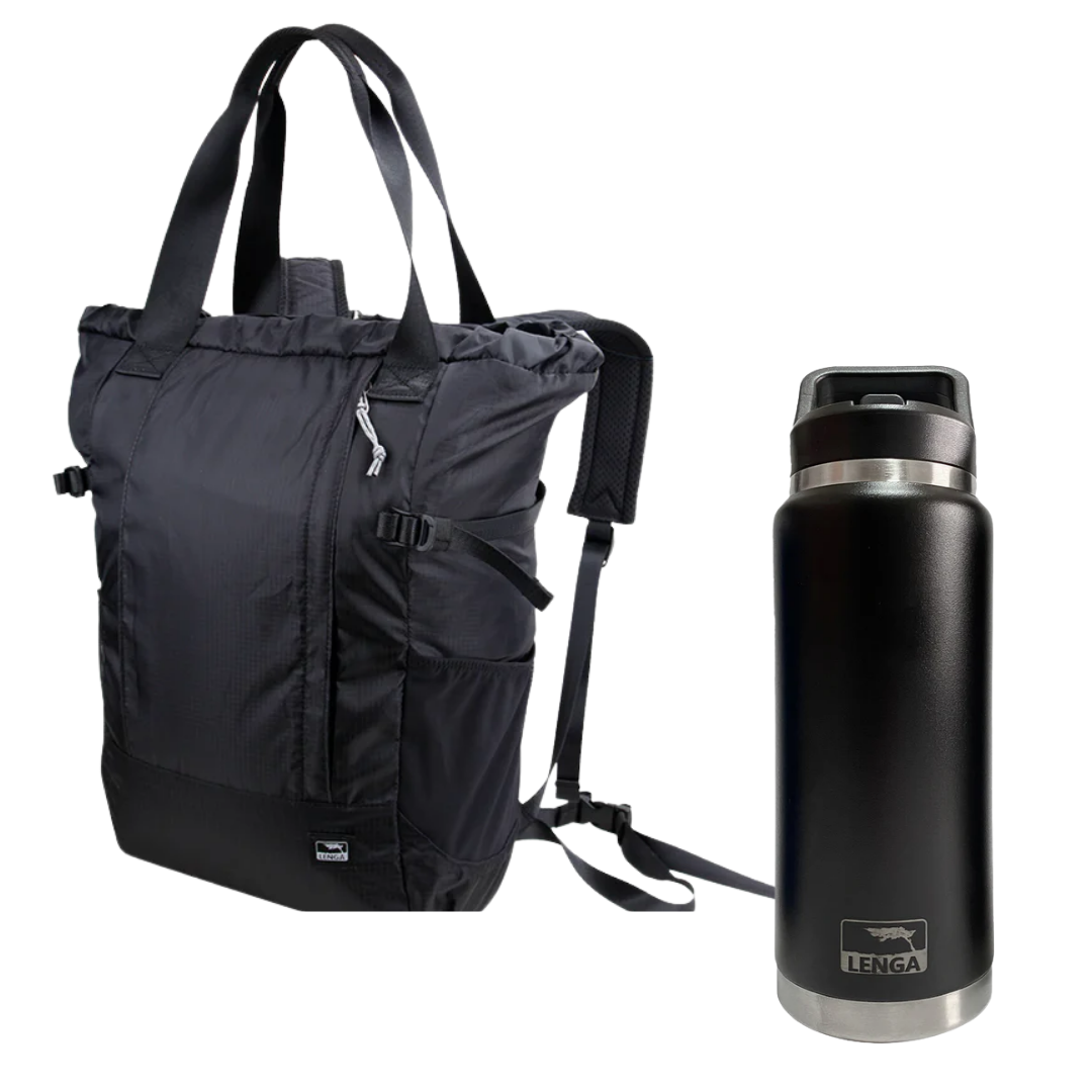 Pack Mochila Bolso Petrohué 22Lts + Botella Acero Inox 750ml