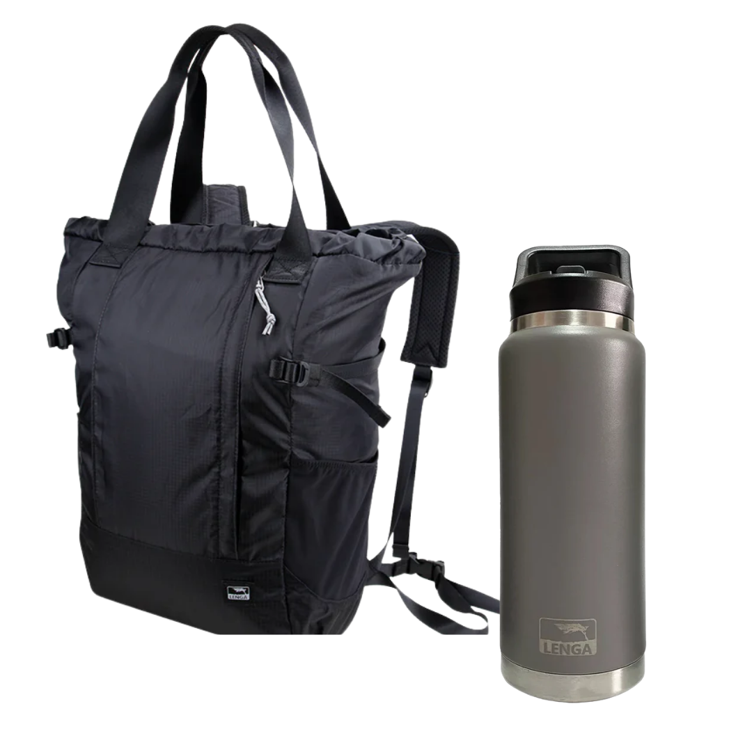 Pack Mochila Bolso Petrohué 22Lts + Botella Acero Inox 750ml