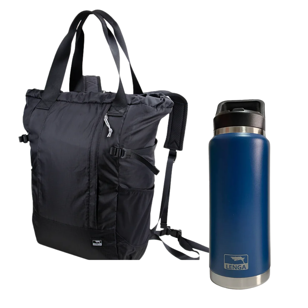 Pack Mochila Bolso Petrohué 22Lts + Botella Acero Inox 750ml
