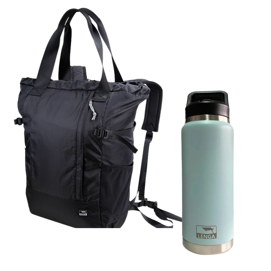 Pack Mochila Bolso Petrohué 22Lts + Botella Acero Inox 750ml