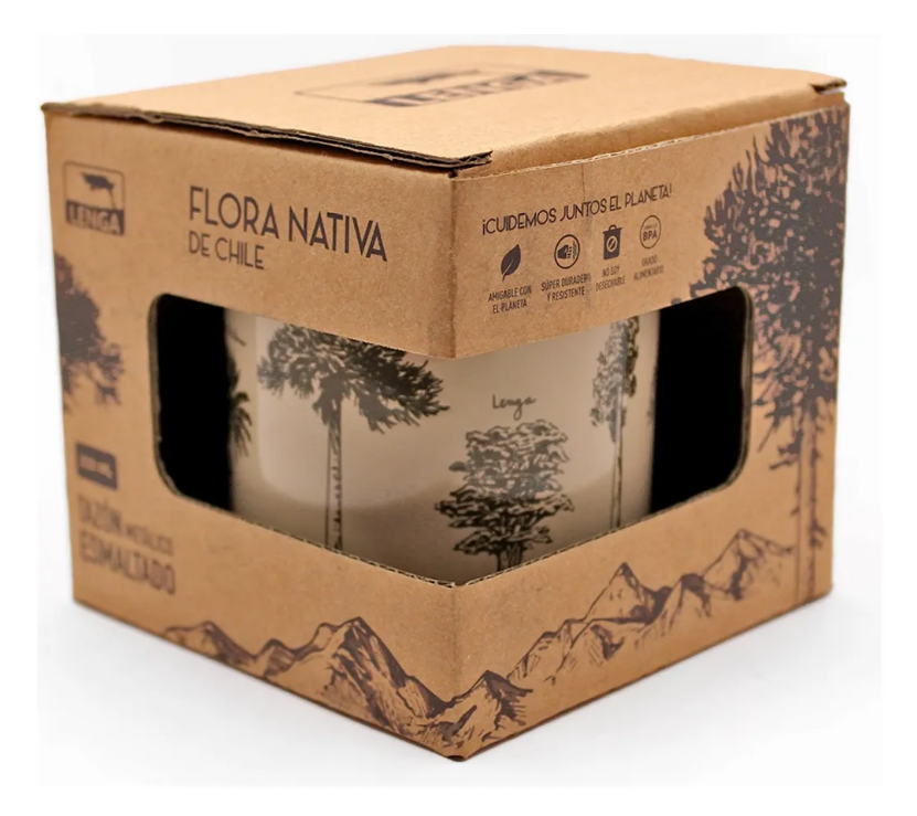 Tazón Mug Acero Esmaltado Flora Nativa de Chile 330ml