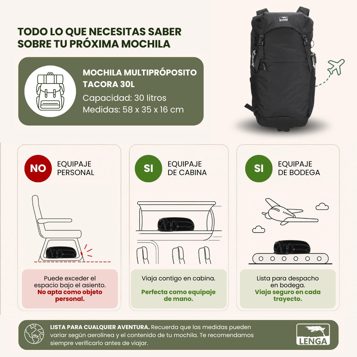 Mochila Multipróposito Tacora 30lts