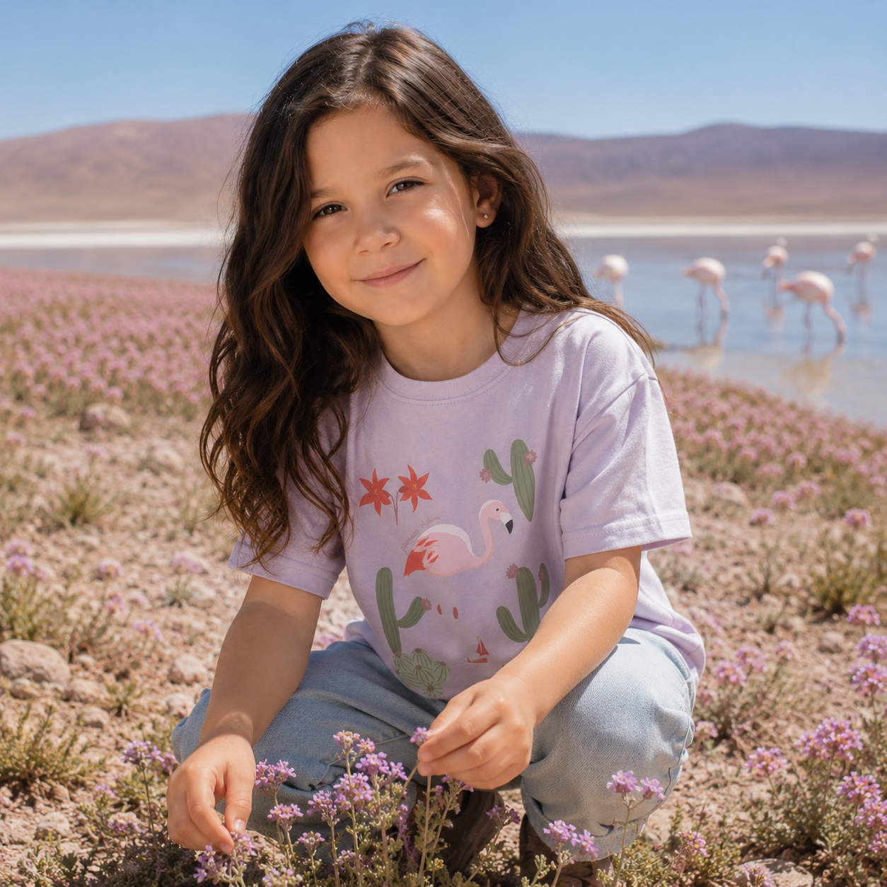 Polera Pumita Estampada Flamenco Niños - Algodón Orgánico