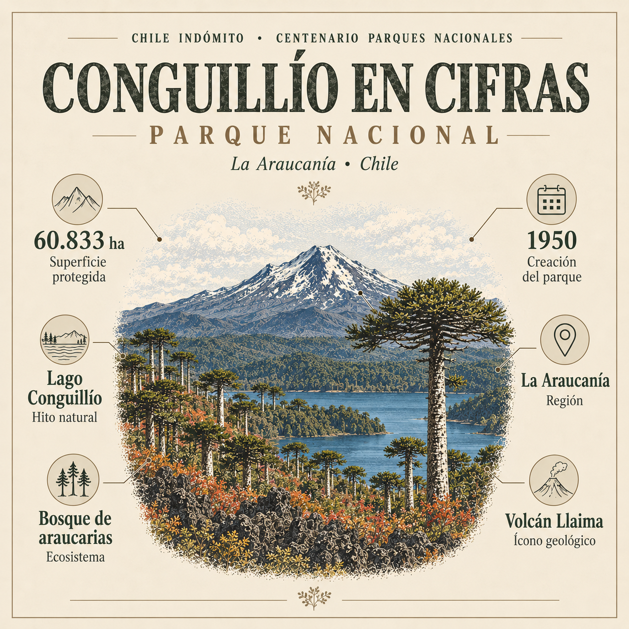 Polera Algodón Orgánico Conguillío Chile Indómito