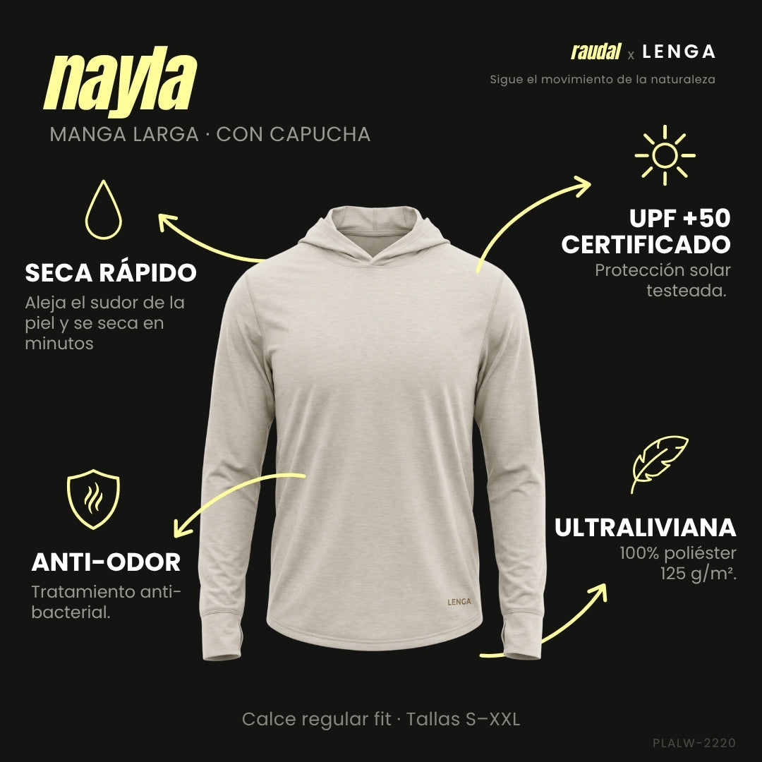 Polera con capucha Grit-dry UPF+50 Nayla