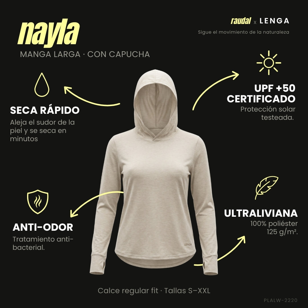 Polera con capucha Grit-dry UPF+50 Nayla