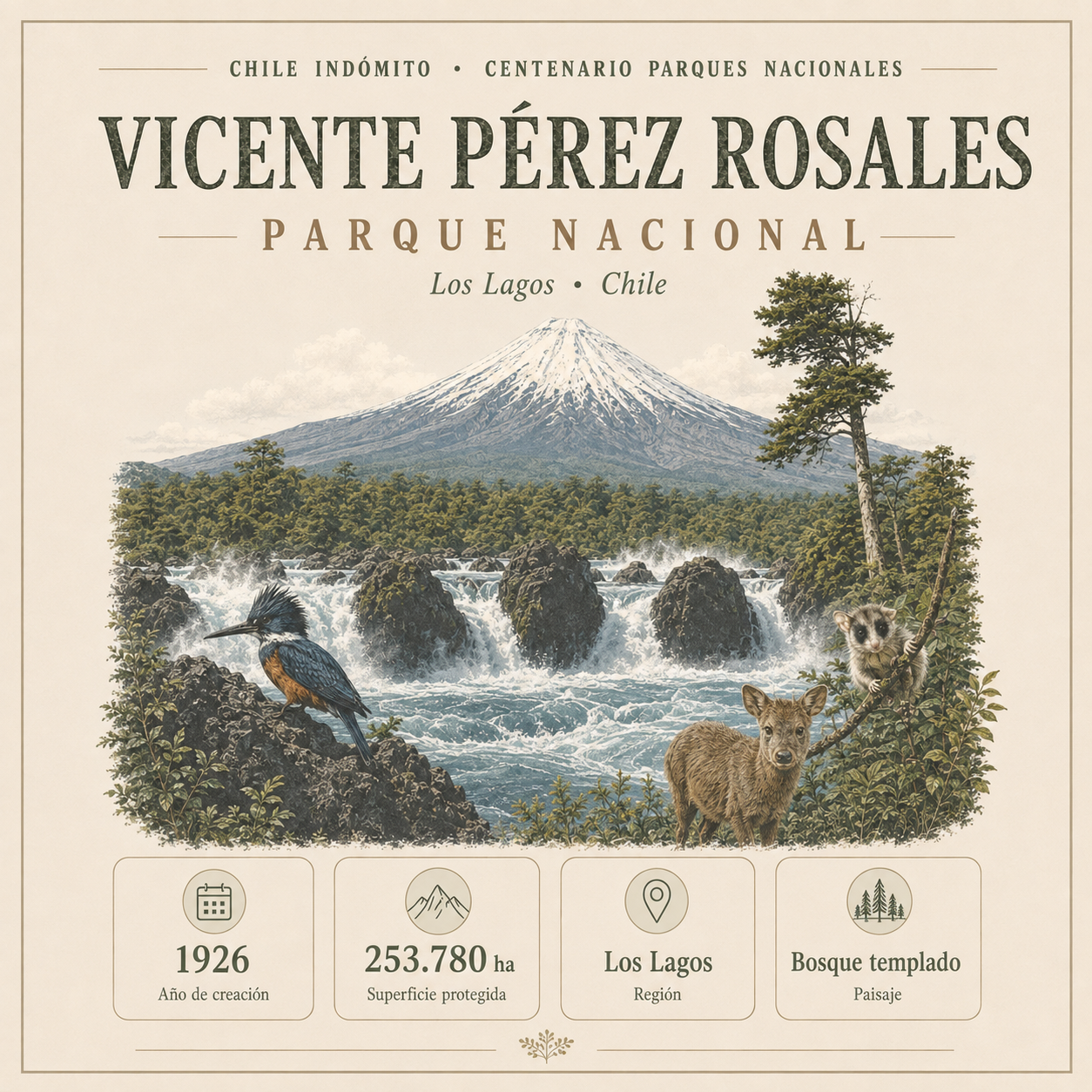 Polerón con gorro Vicente Perez Rosales Chile Indómito