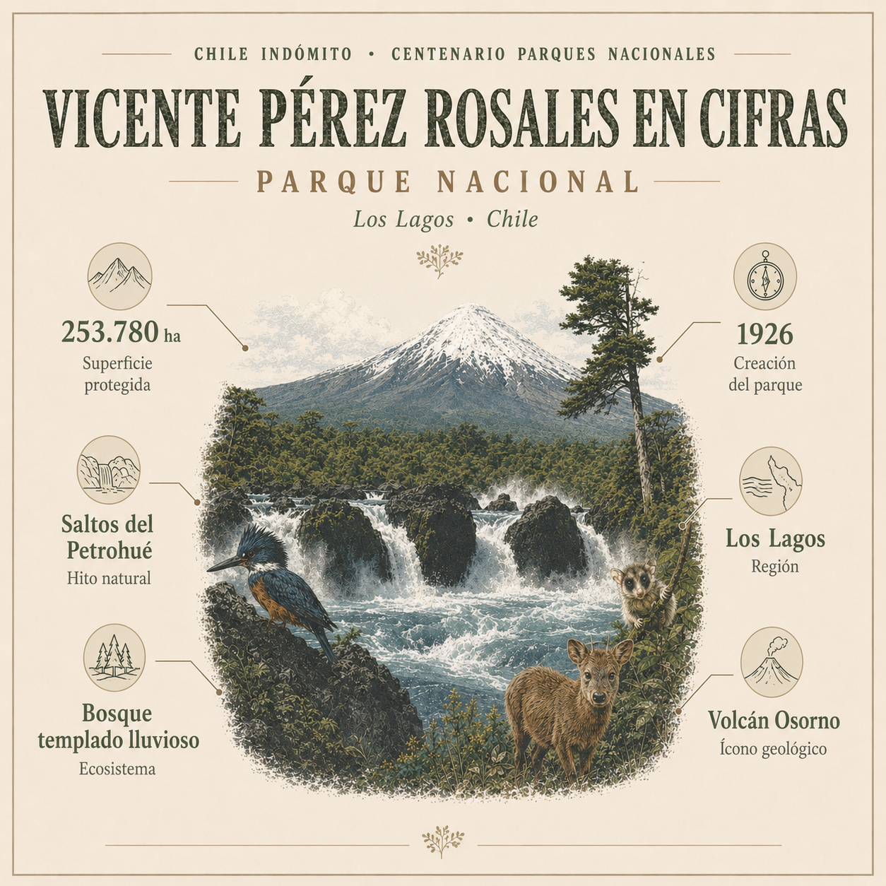 Polerón con gorro Vicente Perez Rosales Chile Indómito