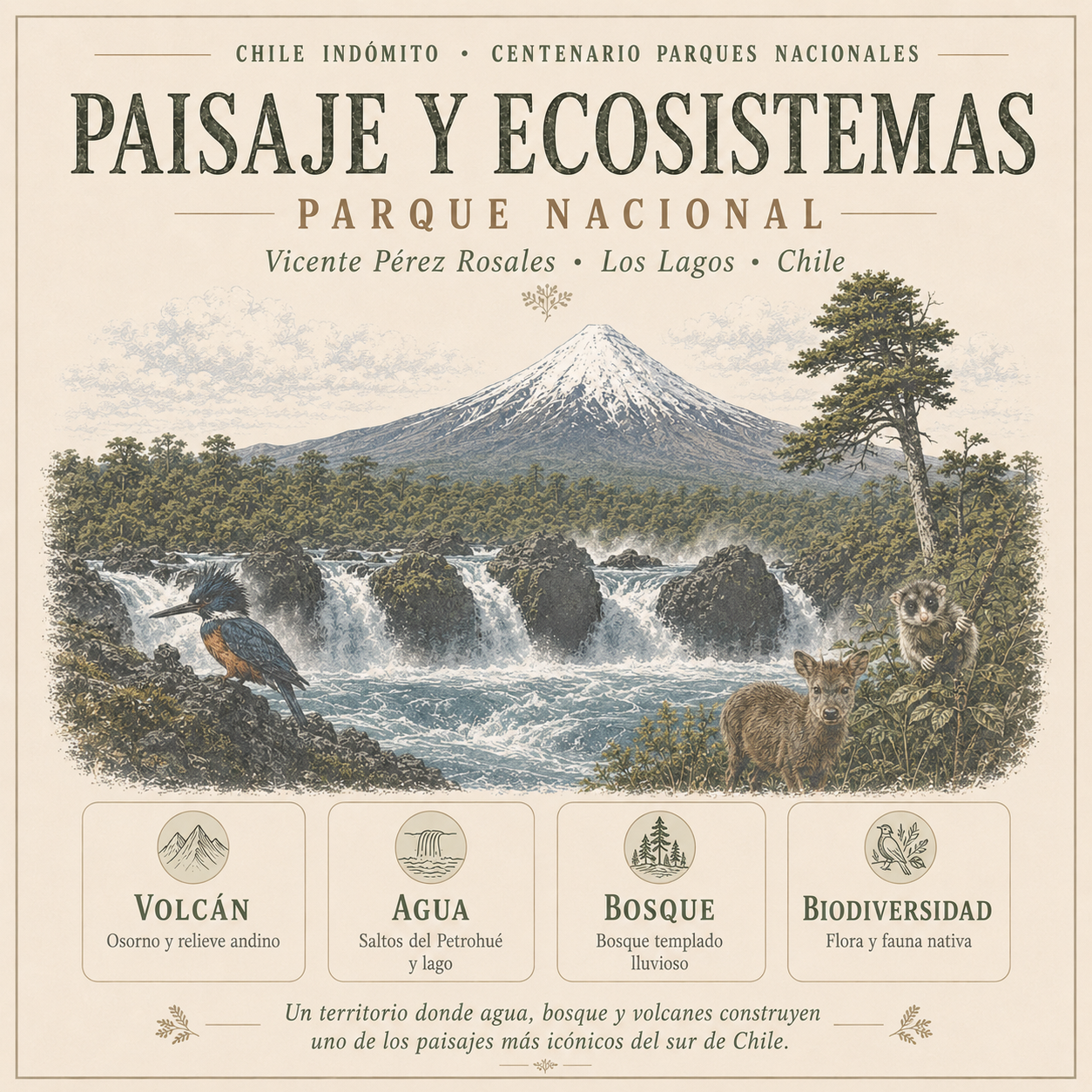 Polerón con gorro Vicente Perez Rosales Chile Indómito