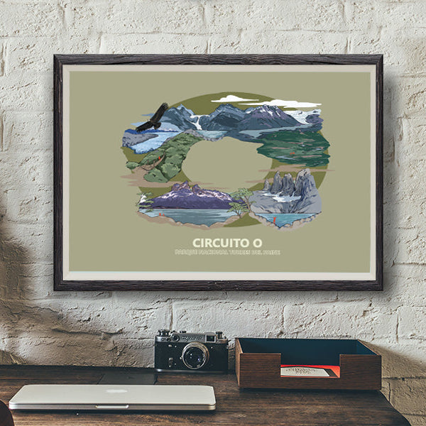 Ilustración Circuito O - Torres del Paine Azul