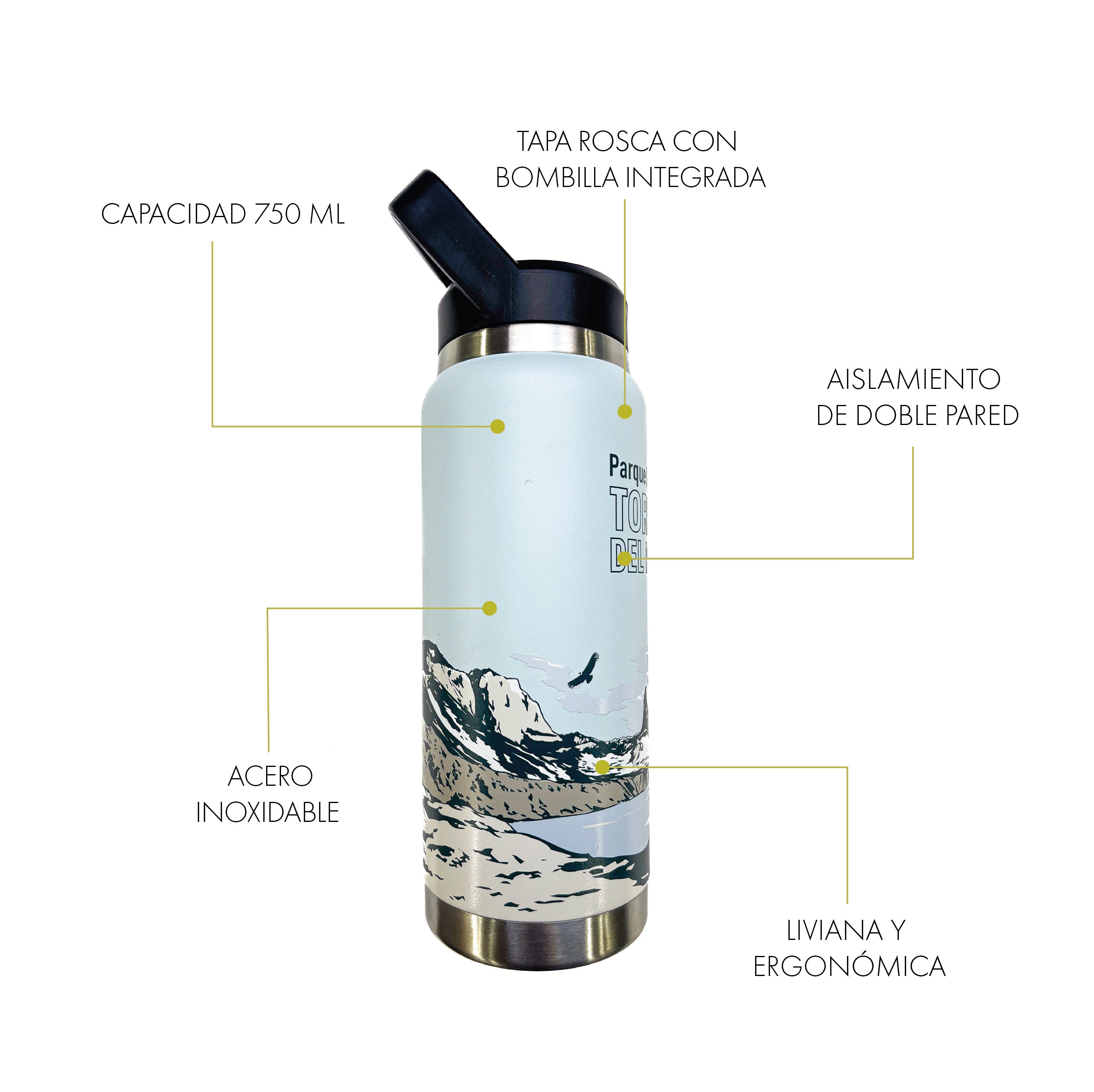 Botella Acero Inox 750ml - Mirador Base Las Torres