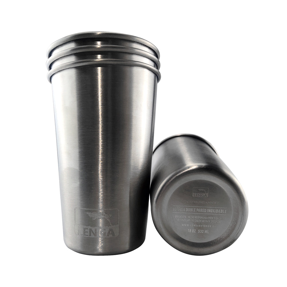 Pack 4 Vasos Acero Inoxidable 473ml + 1 Set Bombillas