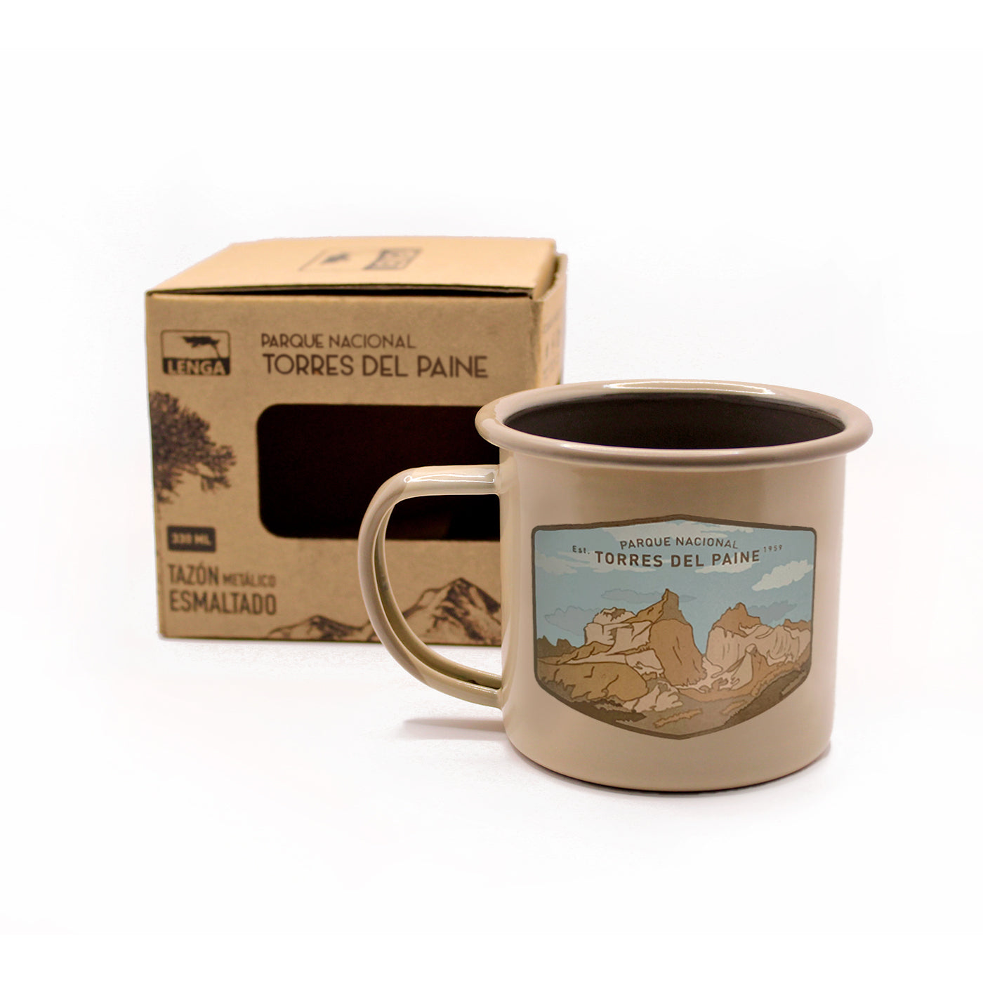 Pack 4 Tazones Esmaltados Parque Nacional Torre del Paine 330ml