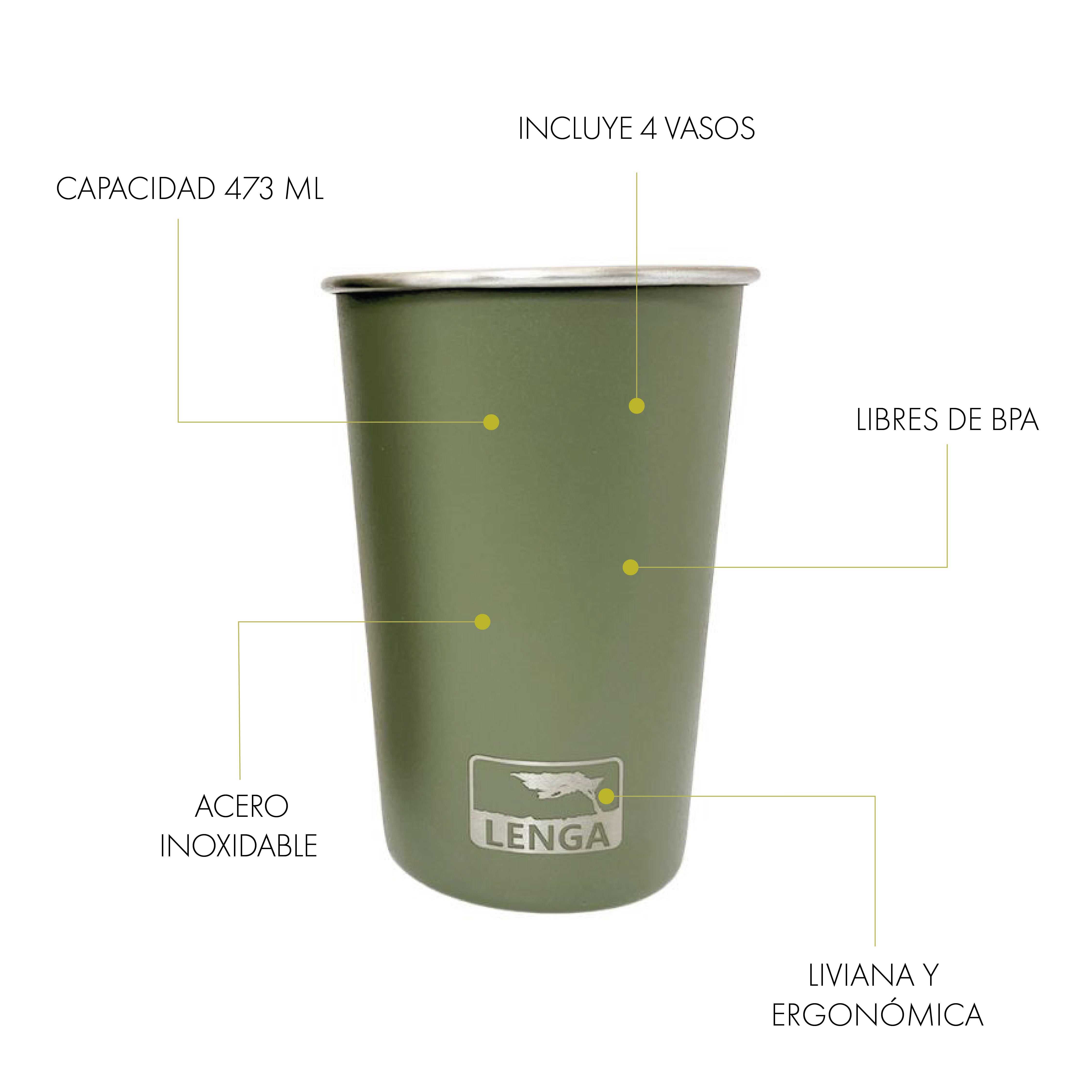 Pack Vasos Acero Inoxidable 473 ml | Set 4 unidades