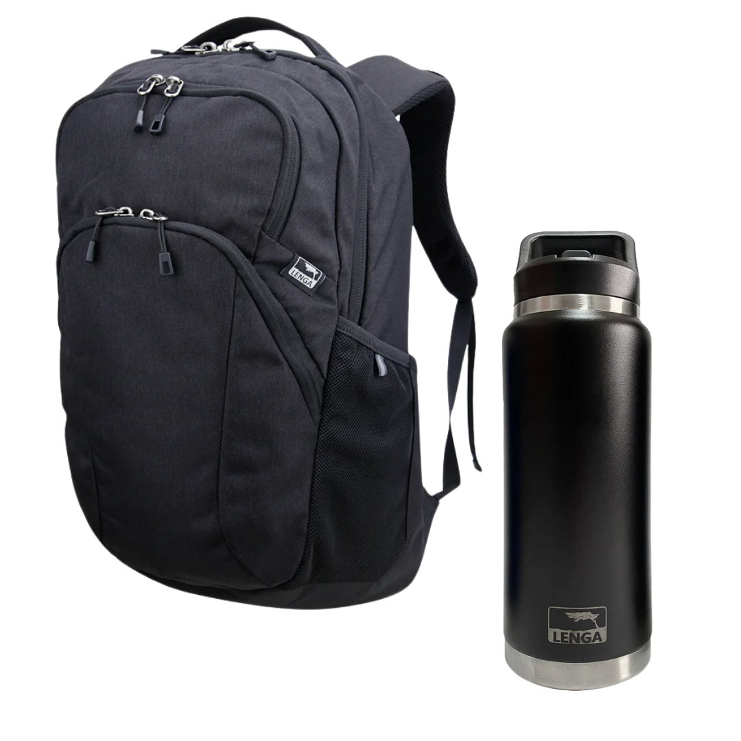 Pack Mochila Porta-notebook Guanauca 27Lts + Botella Acero Inox 750ml