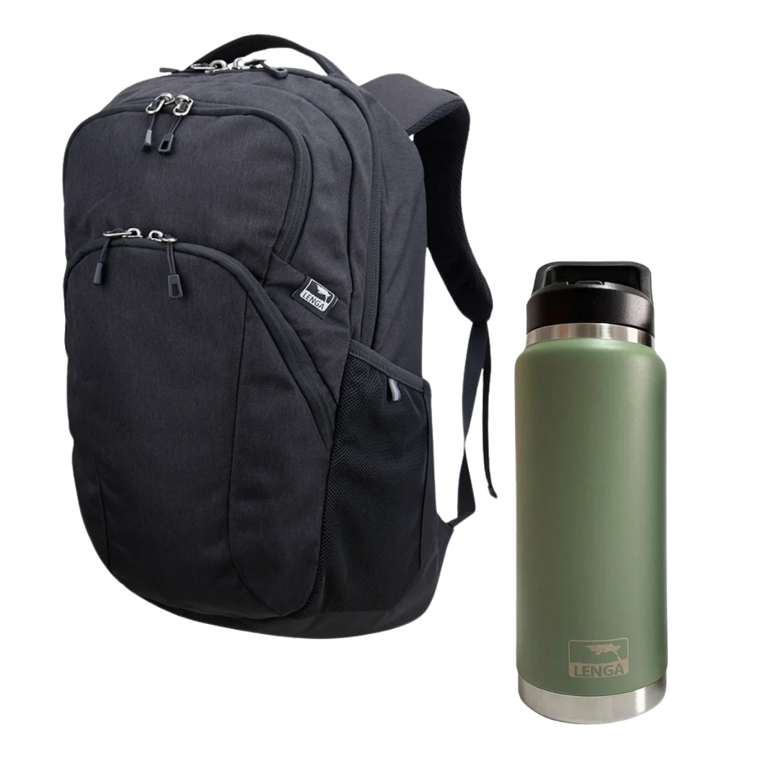 Pack Mochila Porta-notebook Guanauca 27Lts + Botella Acero Inox 750ml