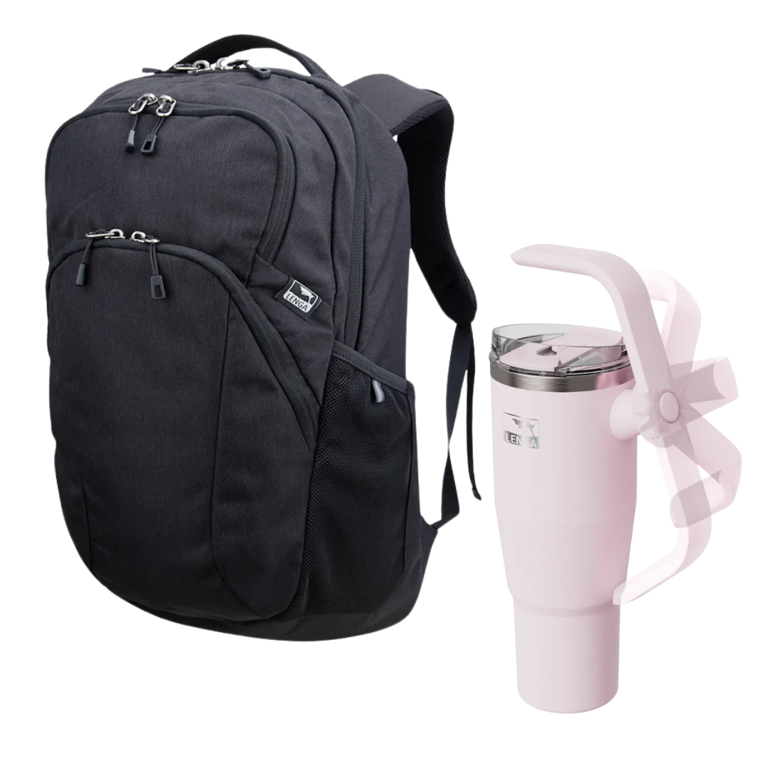 Pack Mochila Porta-notebook Guanauca 27Lts +Tumbler Inox Mango Dual 1200 ml